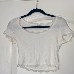 white crop GARAGE baby tee